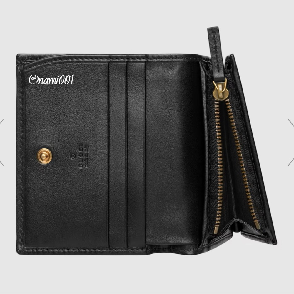 Gucci Black Compact Wallet with Gold GG Logo - Picture 7 of 9